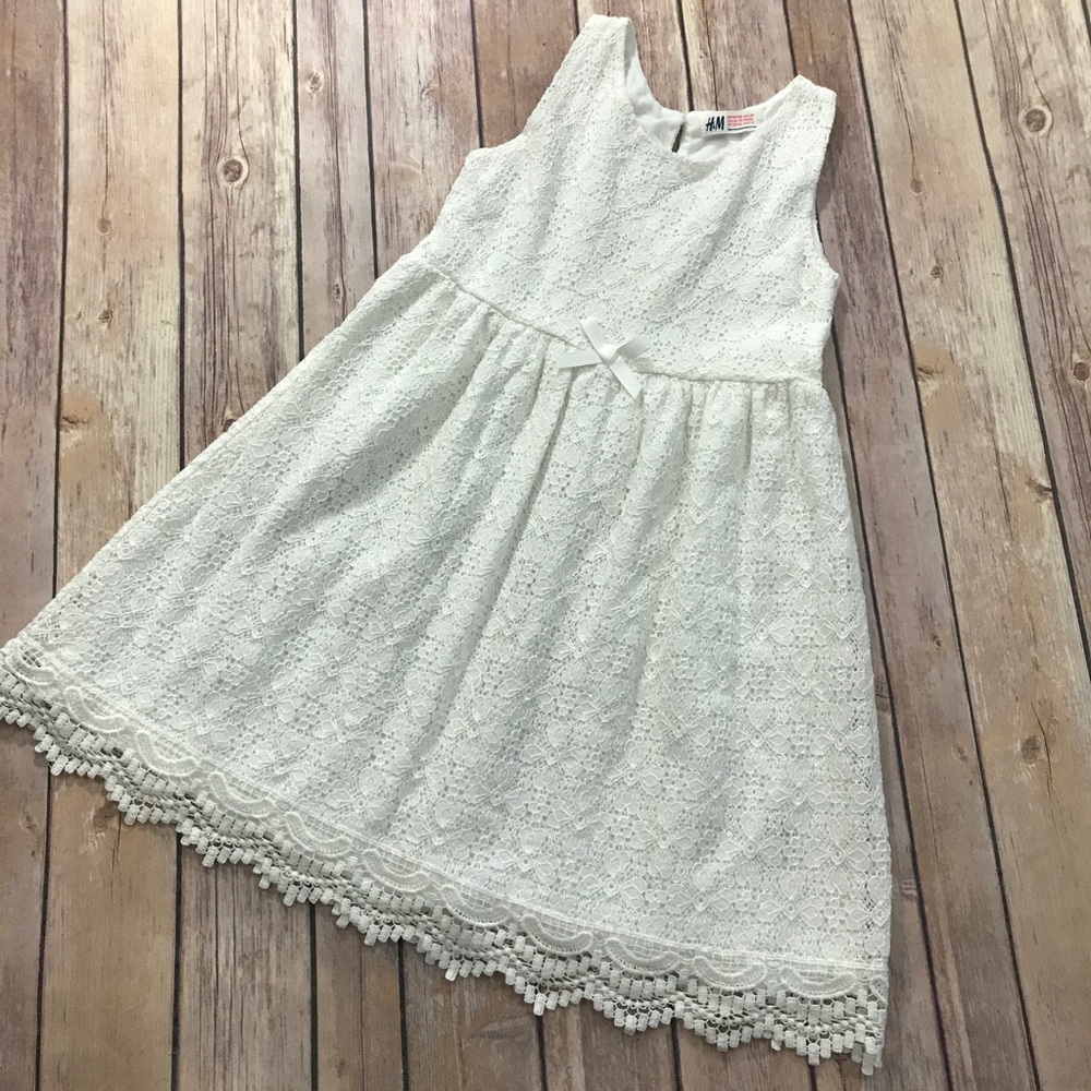 H&M - White Lace Embellished Dress Girls Size 6-8